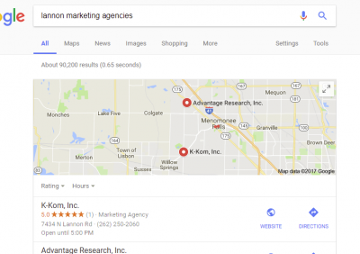 google my business local SEO with K-Kom Marketing