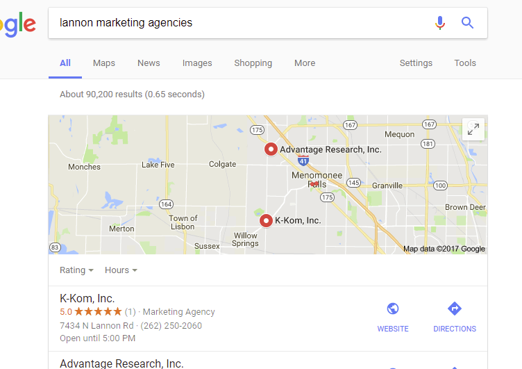 google my business local SEO with K-Kom Marketing
